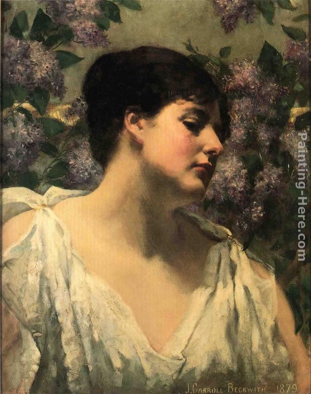Under the Lilacs painting - James Carroll Beckwith Under the Lilacs art painting